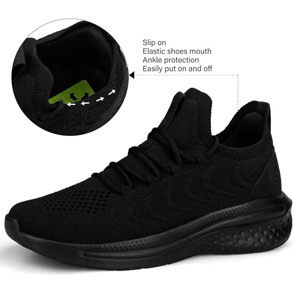 Women's All Black Non Slip Lightweight Breathable Soft Running Mesh Sneakers